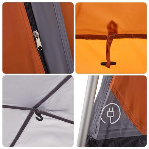 4-personers campingtelt quick-release grå og orange