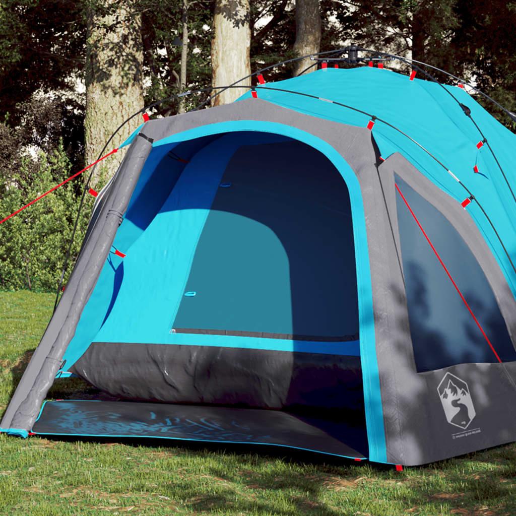 3-personers campingtelt kuppel quick-release blå billede