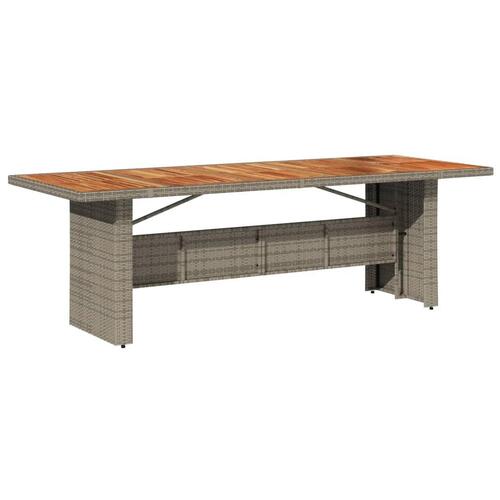 Havebord med akacietop 240x90x75 cm polyrattan grå