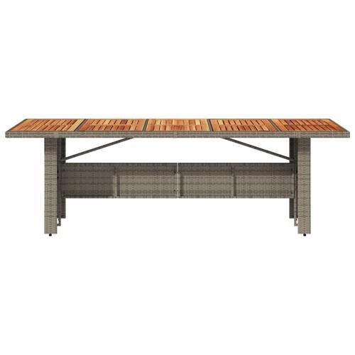 Havebord med akacietop 240x90x75 cm polyrattan grå