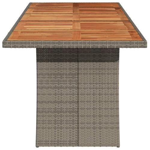 Havebord med akacietop 240x90x75 cm polyrattan grå
