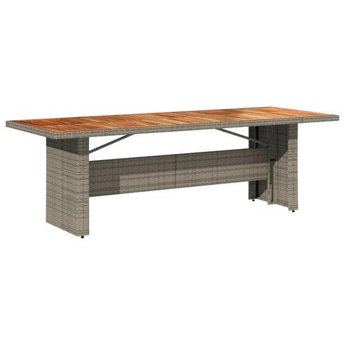 Havebord med akacietop 240x90x75 cm polyrattan grå
