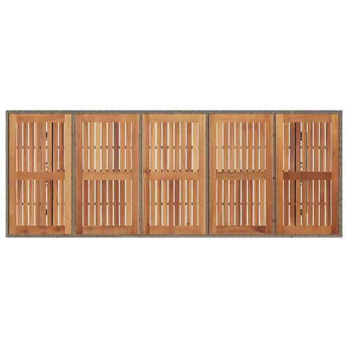 Havebord med akacietop 240x90x75 cm polyrattan grå