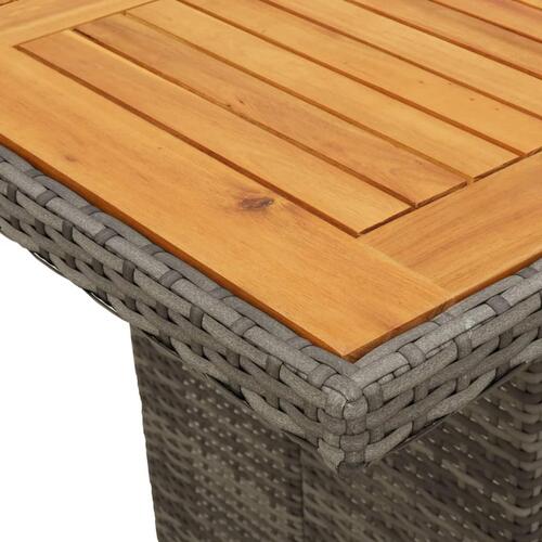 Havebord med akacietop 240x90x75 cm polyrattan grå