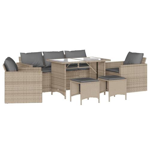 Sofasæt til haven 6 dele med hynder polyrattan beige