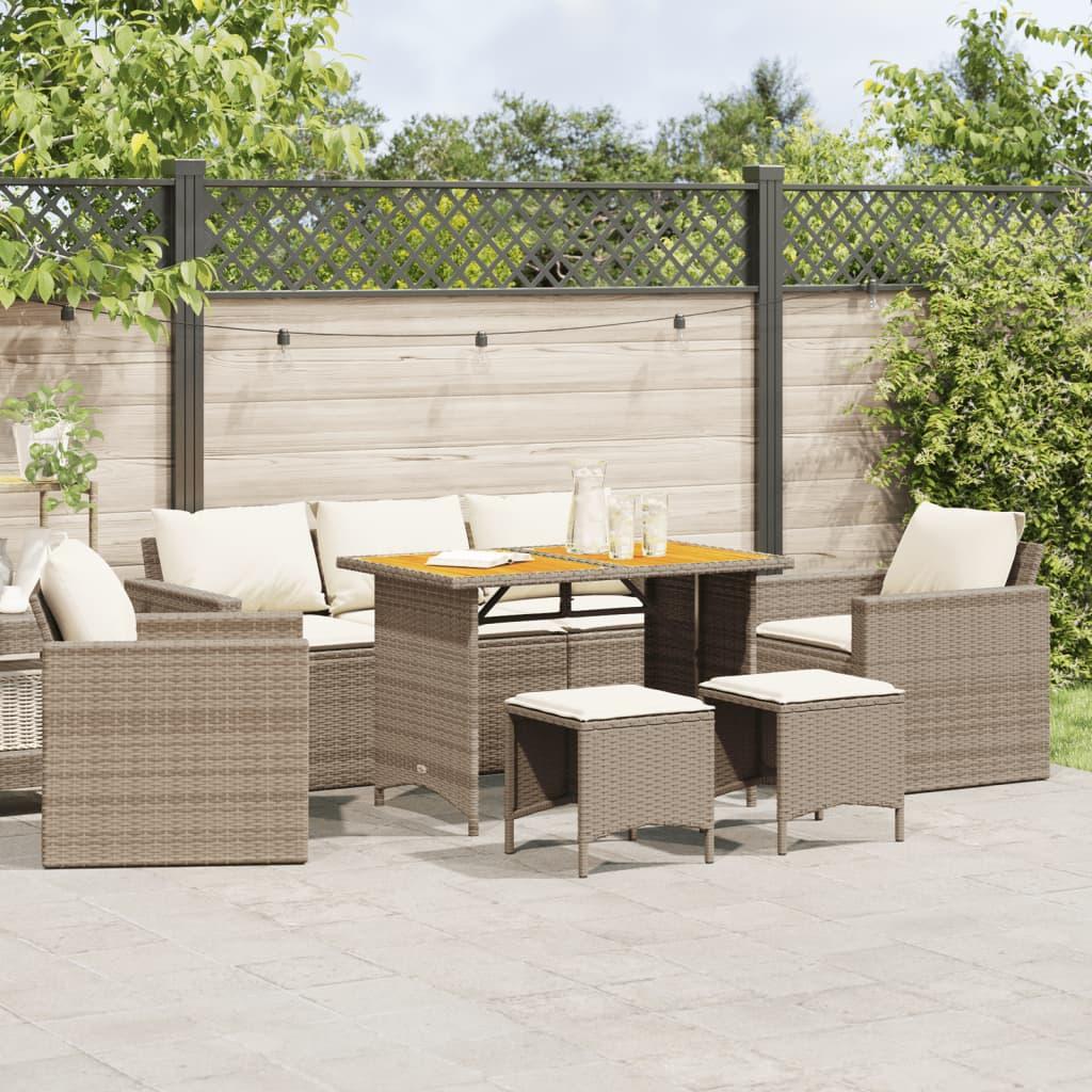 Sofasæt til haven 6 dele med hynder polyrattan beige