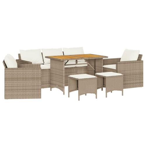 Sofasæt til haven 6 dele med hynder polyrattan beige