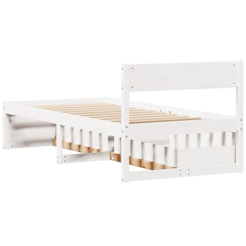 Sengeramme uden madras 90x200 cm massivt fyrretræ hvid