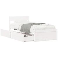 Sengeramme uden madras 75x190 cm massivt fyrretræ hvid