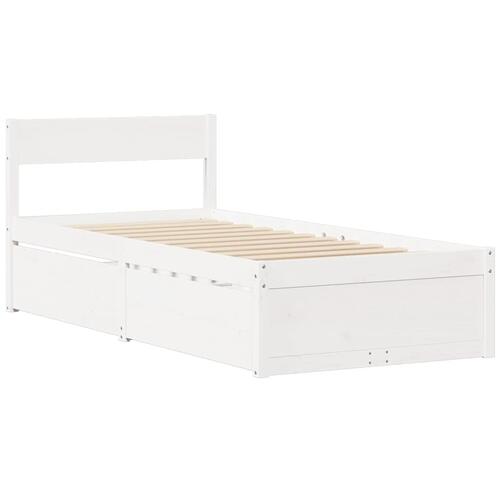 Sengeramme uden madras 75x190 cm massivt fyrretræ hvid