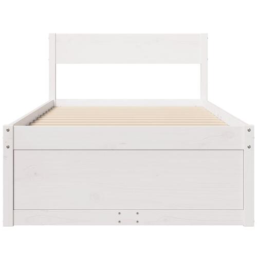 Sengeramme uden madras 75x190 cm massivt fyrretræ hvid
