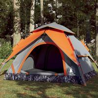 3-personers campingtelt kuppel quick-release grå og orange