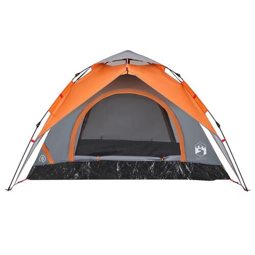3-personers campingtelt kuppel quick-release grå og orange