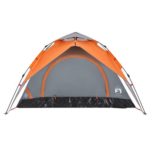 3-personers campingtelt kuppel quick-release grå og orange
