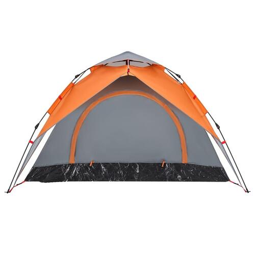 3-personers campingtelt kuppel quick-release grå og orange