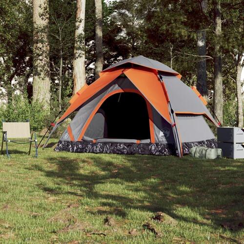5-personers campingtelt kuppel quick-release grå og orange