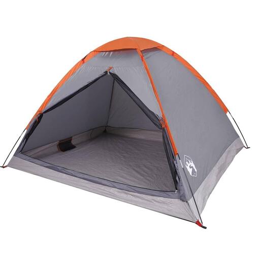 4-personers campingtelt vandafvisende grå og orange