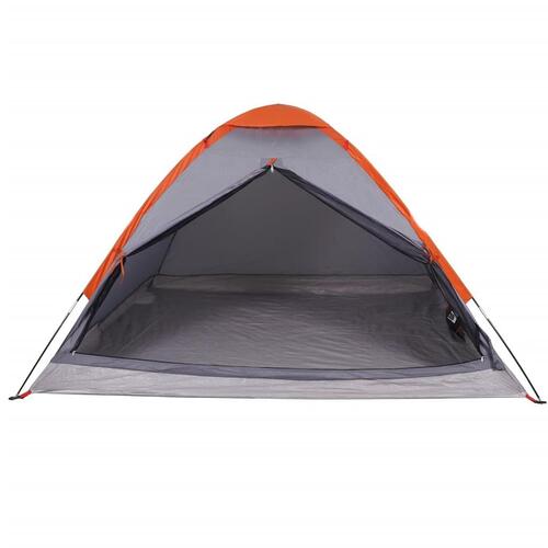 4-personers campingtelt vandafvisende grå og orange