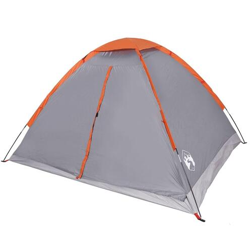 4-personers campingtelt vandafvisende grå og orange
