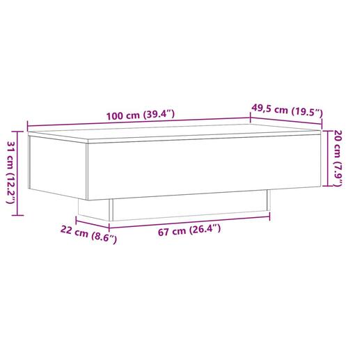 Sofabord 100x49,5x31 cm konstrueret træ sonoma-eg