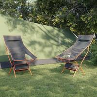 Campingstole 2 stk. foldbare oxfordstof og aluminium sort