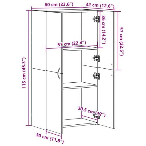 Arkivskab 60x32x115 cm konstrueret træ sonoma-eg