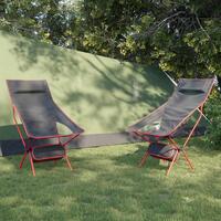 Campingstole 2 stk. foldbare oxfordstof og aluminium sort