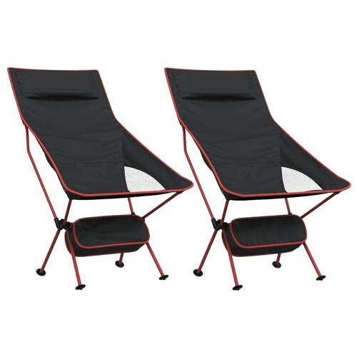 Campingstole 2 stk. foldbare oxfordstof og aluminium sort