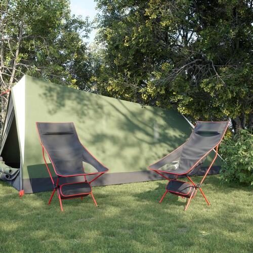 Campingstole 2 stk. foldbare oxfordstof og aluminium sort