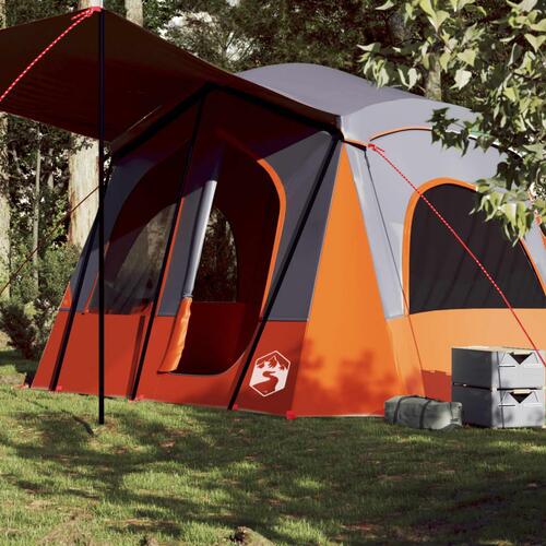5-personers campingtelt vandafvisende grå og orange