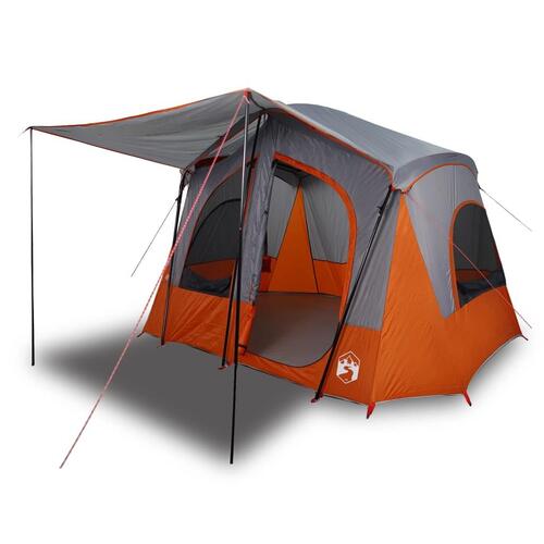 5-personers campingtelt vandafvisende grå og orange