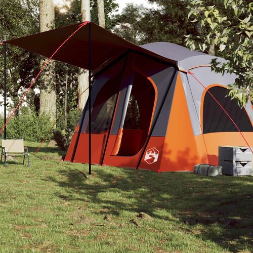 5-personers campingtelt vandafvisende grå og orange