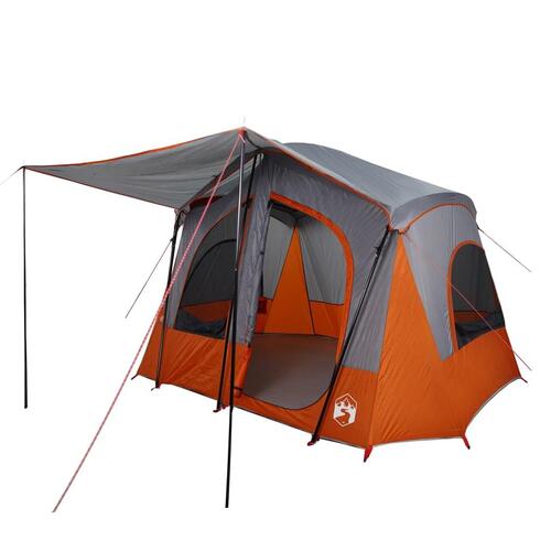 5-personers campingtelt vandafvisende grå og orange
