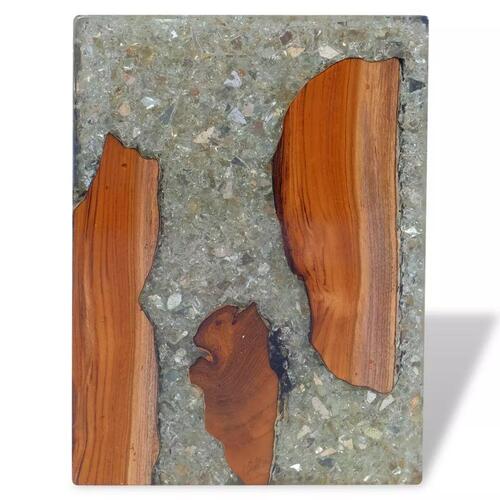Taburet massivt teaktræ og resin