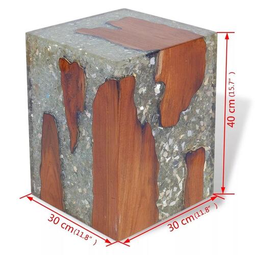 Taburet massivt teaktræ og resin