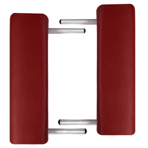 Rød sammenklappeligt massagebord med 3 zoner og aluminiumsramme