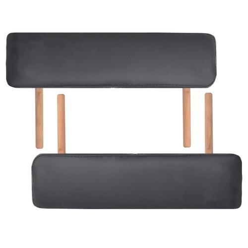 Foldbart massagebord med skammel 2 zoner 10 cm tyk hynde sort