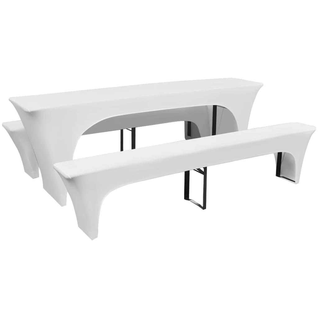 3 betræk til ølbord og bænke 220x50x80 cm stræk hvid