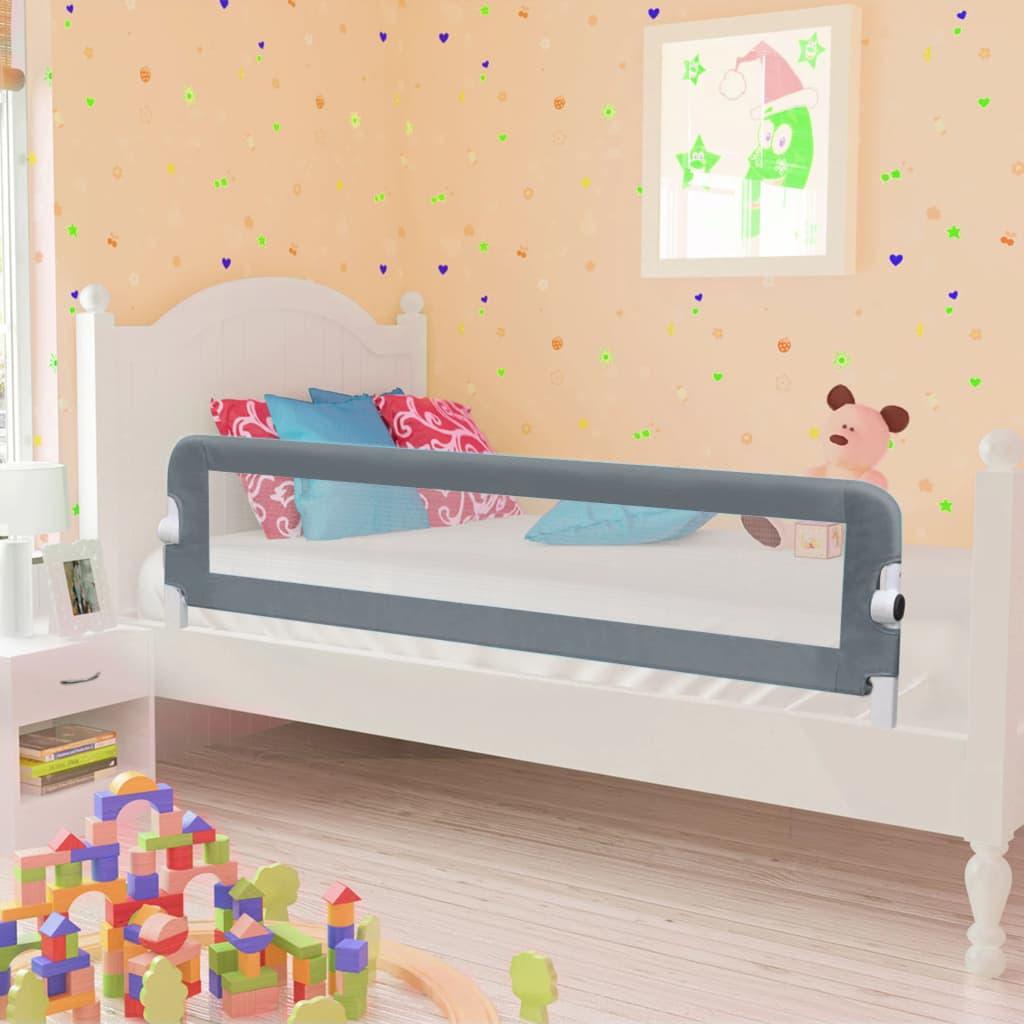 Sengegelænder til barneseng 120 x 42 cm polyester grå