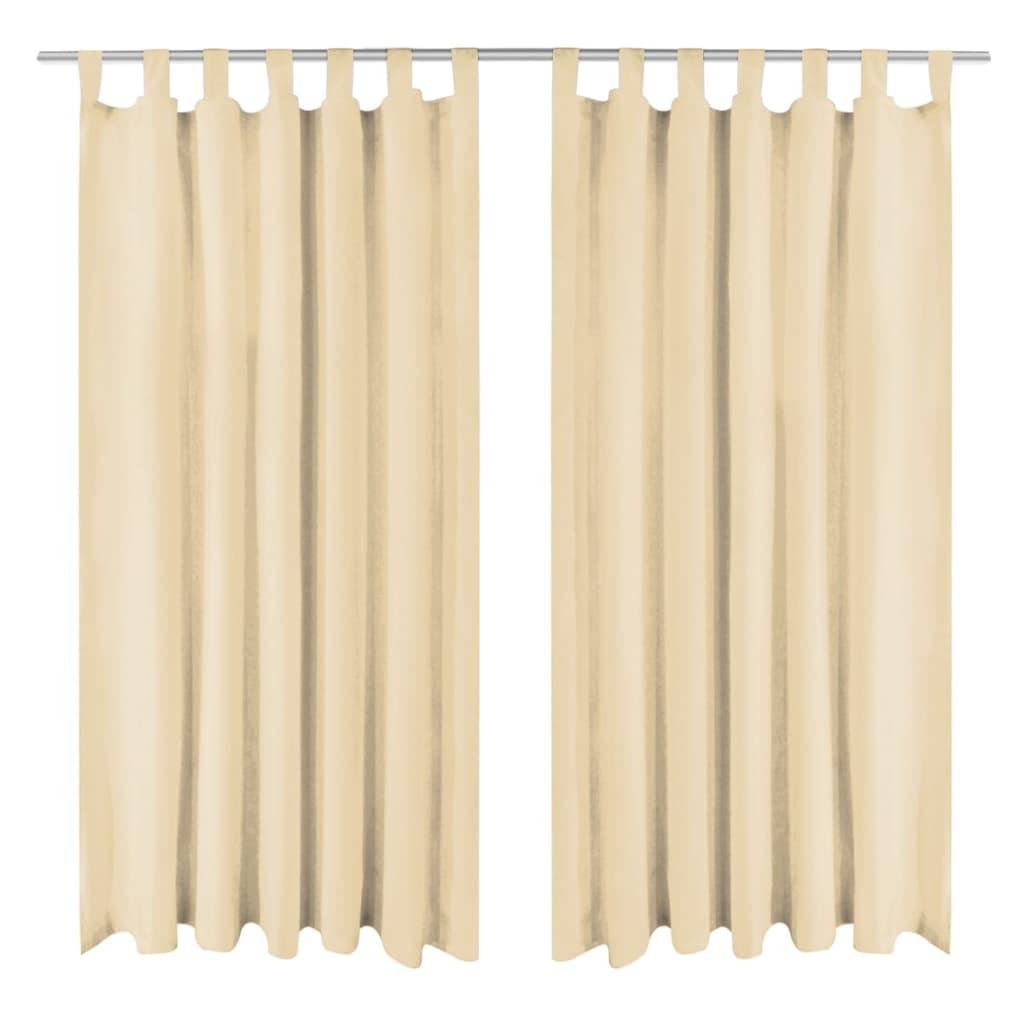 Gardiner i mikro-satin 2 stk. med løkker 140 x 225 cm beige