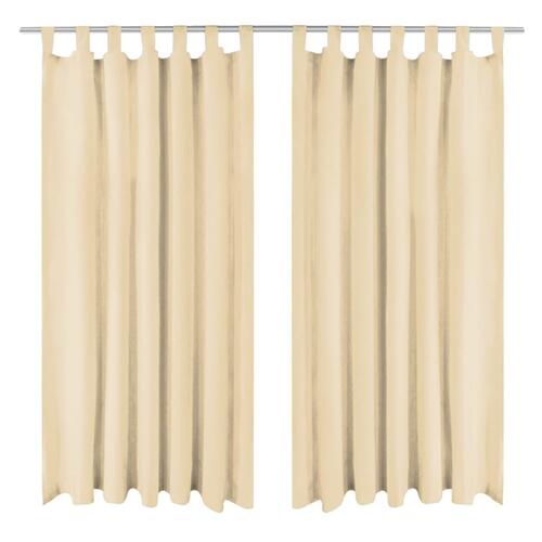 Gardiner i mikro-satin 2 stk. med løkker 140 x 245 cm beige