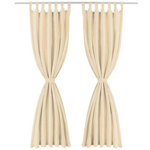 Gardiner i mikro-satin 2 stk. med løkker 140 x 245 cm beige