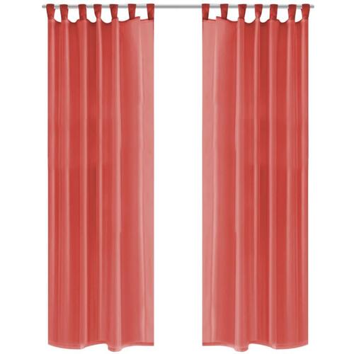 Voile-gardiner 2 stk. 140x225 cm rød