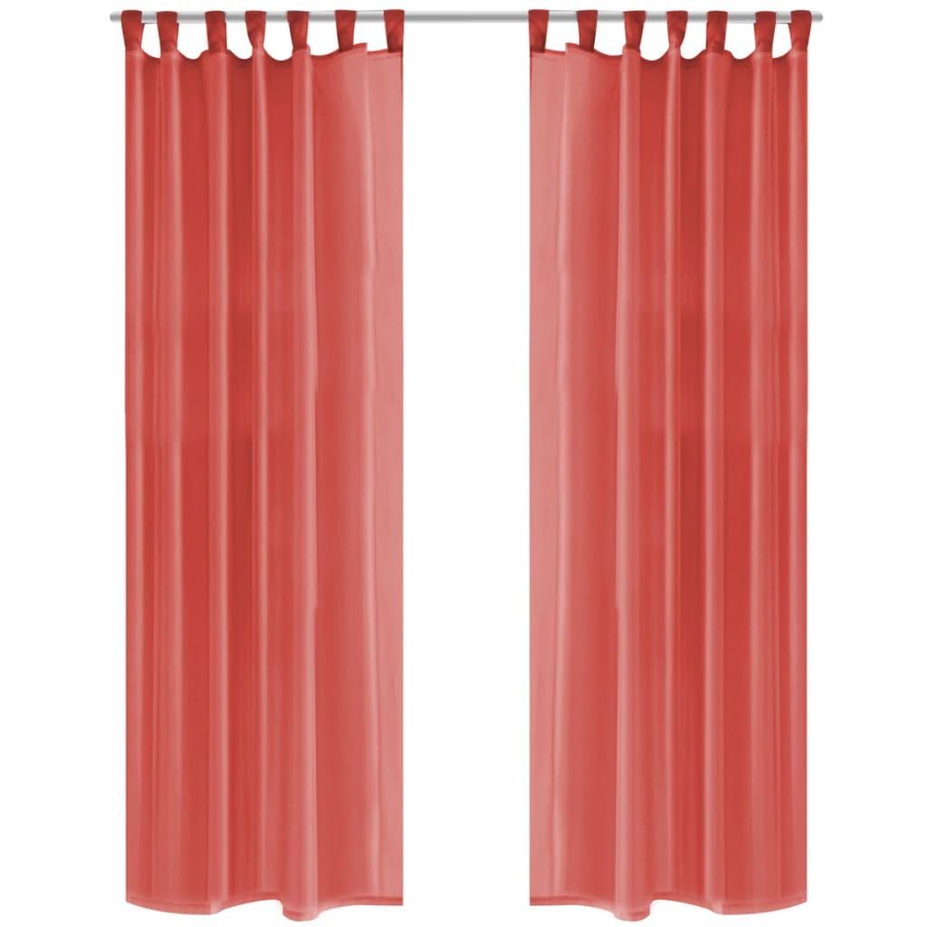 Voile-gardiner 2 stk. 140x225 cm rød