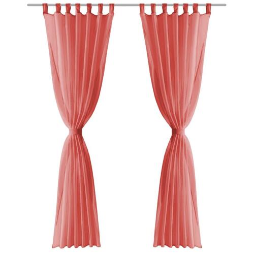 Voile-gardiner 2 stk. 140x225 cm rød
