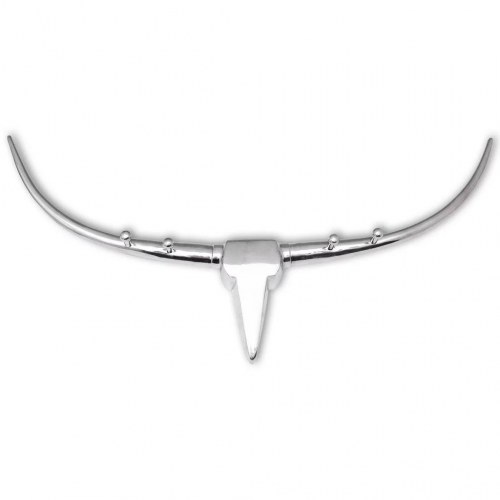 Tyrehoved-dekoration med knager vægmonteret aluminium sølv