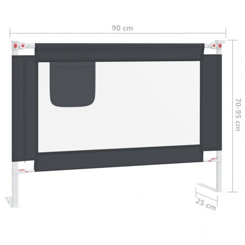 Sengehest til børneseng 90 x 25 cm stof mørkegrå