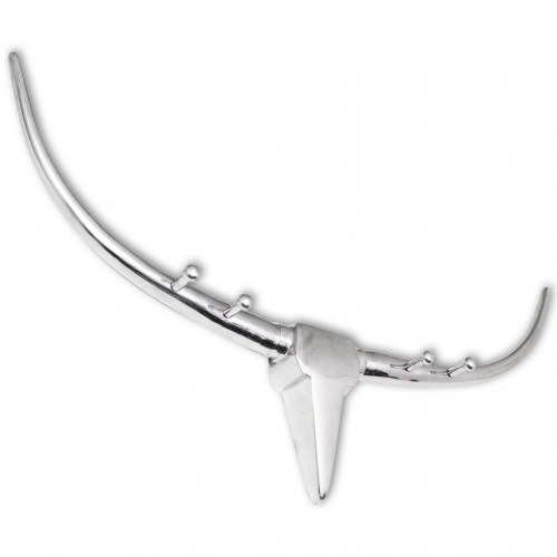 Tyrehoved-dekoration med knager vægmonteret aluminium sølv