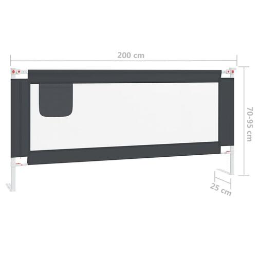 Sengehest til børneseng 200x25 cm stof mørkegrå