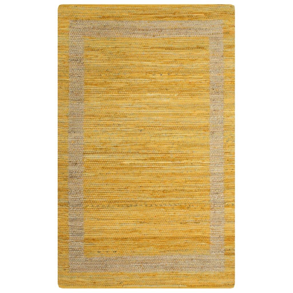 Håndlavet tæppe jute 80 x 160 cm gul